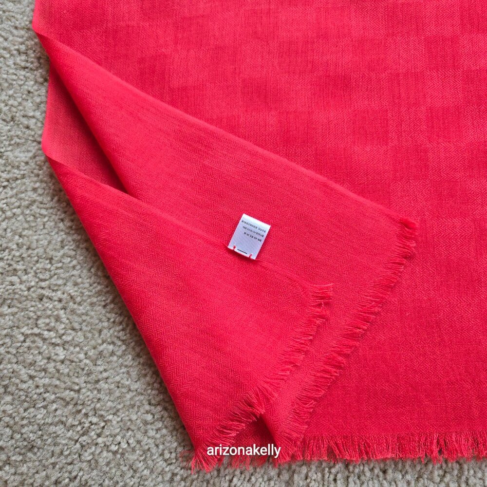 NWOT Coral Red Cashmere & Silk Scarf - Picture 8 of 13